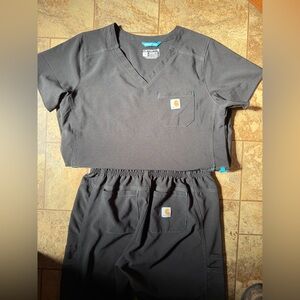 Carhartt Black Work Scrub Top with Logo Tag
